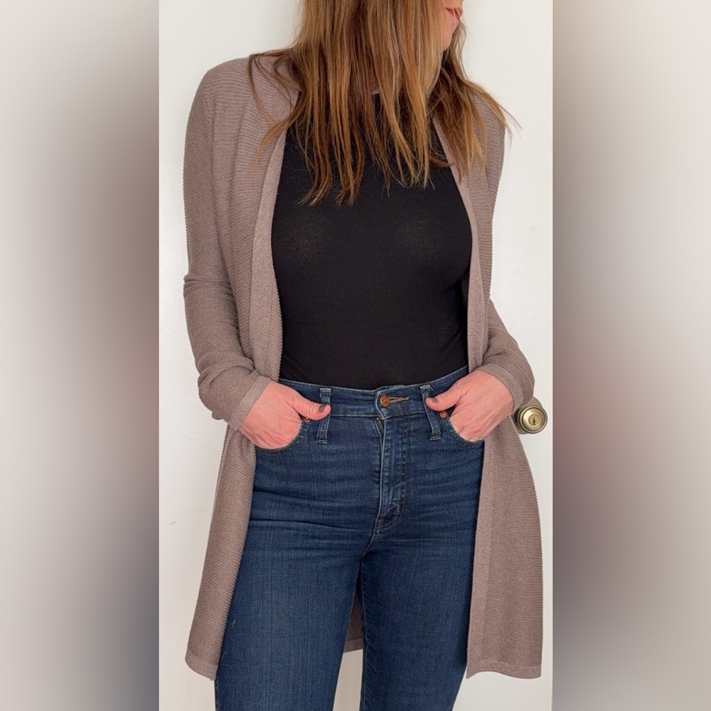 Revolution Gray/Brown Open-Front Cardigan